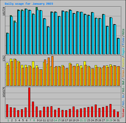 Daily usage for January 2023